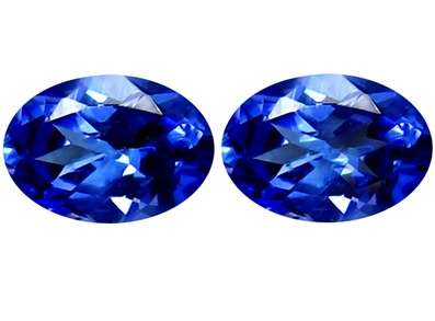 1.09CT TANZANITE PAIR [G.I.S.A. CERTIFIED] Intense Violet Blue [vB4/4], VVS