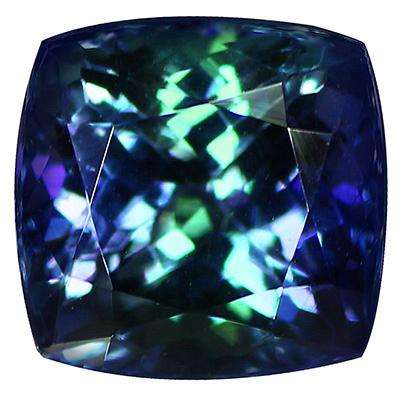 2.09CT TANZANITE [G.I.S.A.CERTIFIED] Vivid Greenish Blue (gB5/5), VVS, Cushion