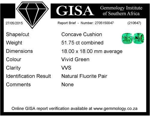 *** 51.75CT VIVID GREEN FLUORITE ***  Matching Pair,  G.I.S.A. Certified