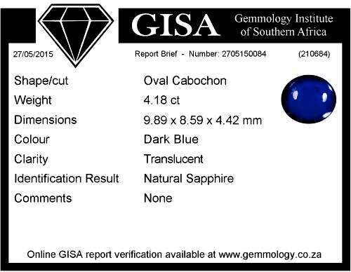 *** SAPPHIRE *** 4.18CT DOUBLE CERTIFIED SAPPHIRE ***     Royal Blue