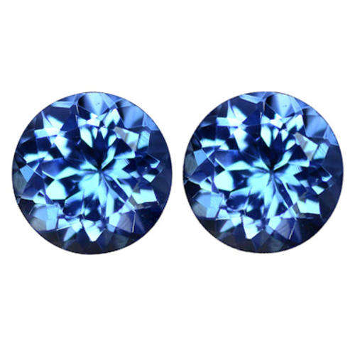 1.21CT TANZANITE MATCHING PAIR [G.I.S.A.CERTIFIED] Intense Violet Blue (vB4/4), VVS