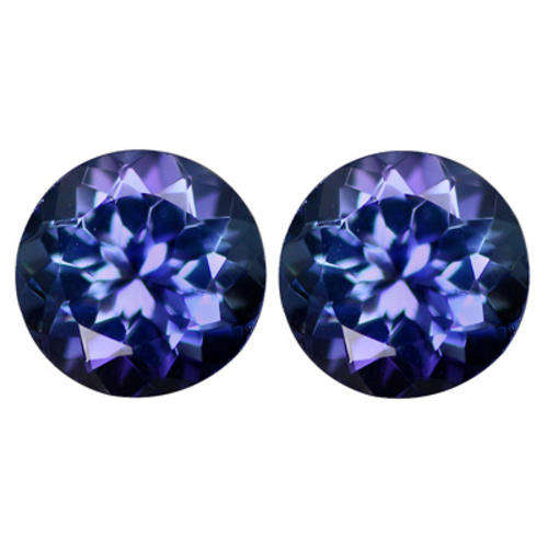 1.62CT TANZANITE MATCHING PAIR [G.I.S.A.CERTIFIED] Intense Violet Blue (vB4/4), VVS