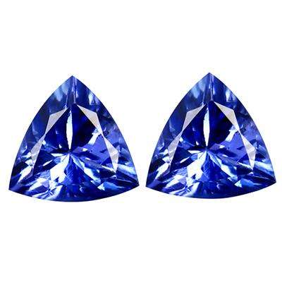 1.28CT TANZANITE MATCHING PAIR [G.I.S.A.CERTIFIED] Intense Violet Blue (vB4/4), VVS