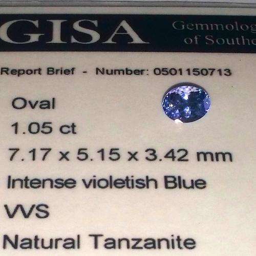 *** TANZANITE *** 1.05CT G.I.S.A. CERTIFIED TANZANITE [vB4/4]
