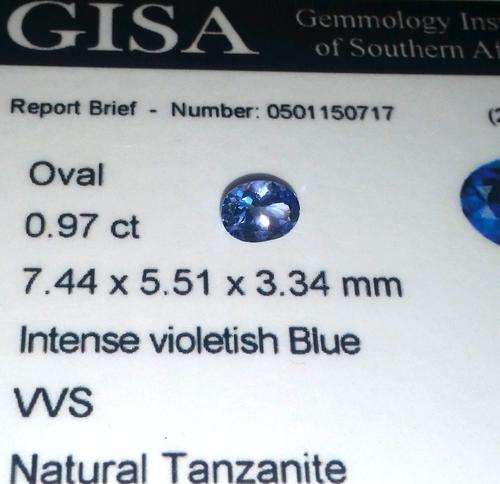 0.97CT TANZANITE [G.I.S.A. CERTIFIED] Intense Violet Blue [vB4/4], VVS