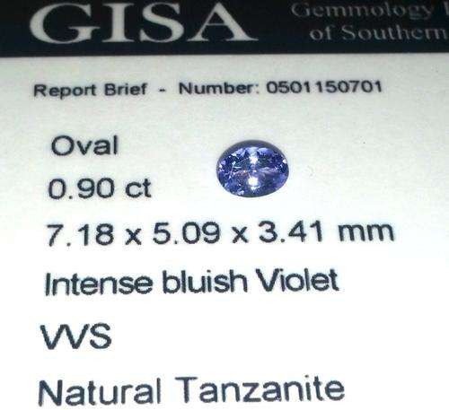 0.900CT TANZANITE [G.I.S.A. CERTIFIED] Intense Violet Blue [bV4/4], VVS