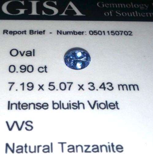 0.900CT TANZANITE [G.I.S.A. CERTIFIED] Intense Violet Blue [bV4/4], VVS