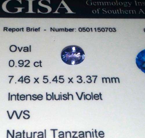 0.920CT TANZANITE [G.I.S.A. CERTIFIED] Intense Blue Violet [bV4/4], VVS