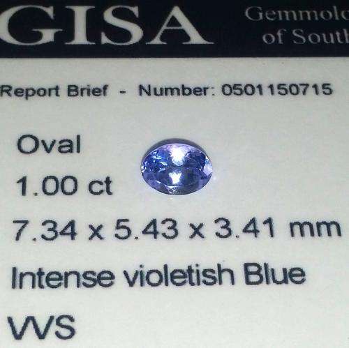 1.000CT TANZANITE [G.I.S.A. CERTIFIED] Intense Violet Blue [vB4/4], VVS
