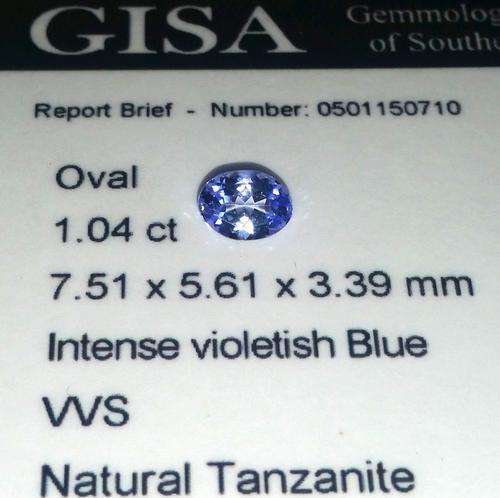 1.04CT TANZANITE [G.I.S.A. CERTIFIED] Intense Violet Blue [vB4/4], VVS