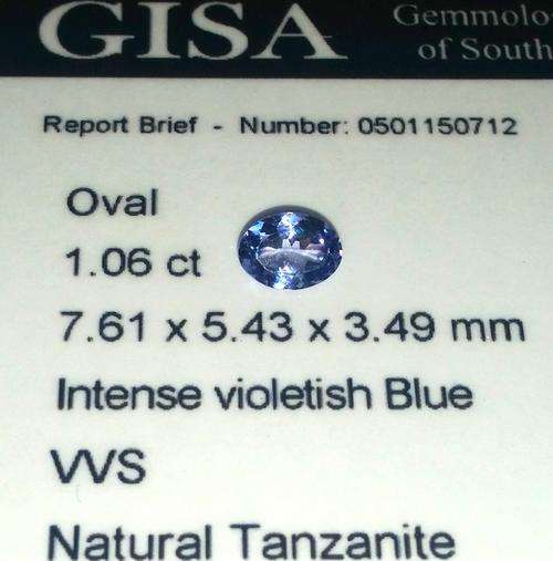 1.06CT TANZANITE [G.I.S.A. CERTIFIED] Intense Violet Blue [vB4/4], VVS
