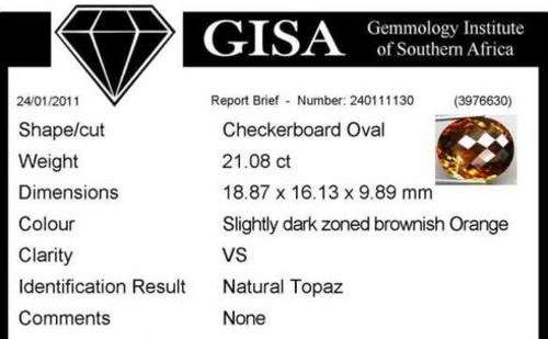 21.08ct Certified Topaz