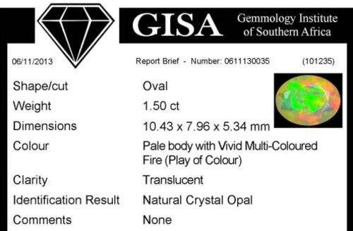 1.50ct Certified Opal