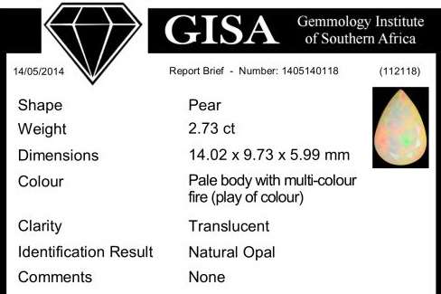 G.I.S.A. CERTIFIED 2.73CT OPAL