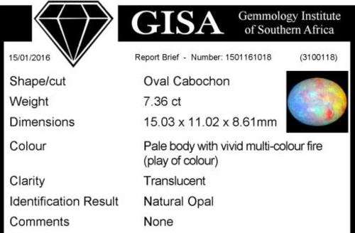*** OPAL *** G.I.S.A. CERTIFIED 7.36CT OPAL