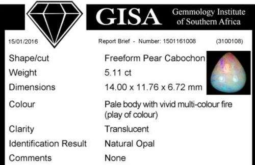 5.11ct Certified Opal