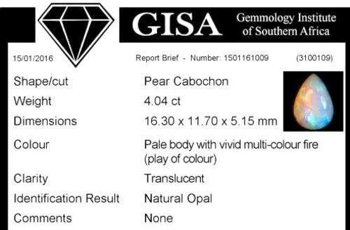 *** OPAL *** 4.04CT G.I.S.A. CERTIFIED OPAL