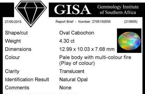 3.20CT G.I.S.A. CERTIFIED OPAL