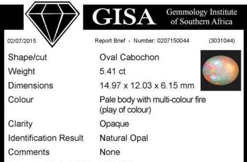 5.41CT G.I.S.A. CERTIFIED OPAL