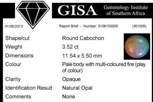 3.52CT G.I.S.A. CERTIFIED OPAL