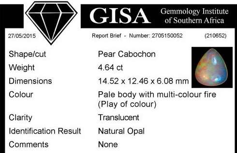 4.64CT G.I.S.A. CERTIFIED OPAL