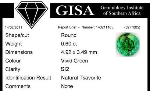 0.60CT NATURAL TSAVORITE [G.I.S.A. CERTIFIED] Vivid Green