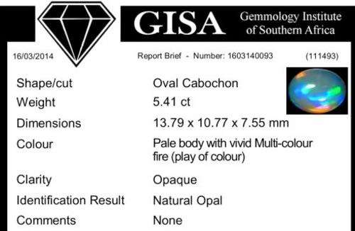 CERTIFIED 5.41CT WELO RIDGE OPAL  -  Vivid Multi-Colour Fire