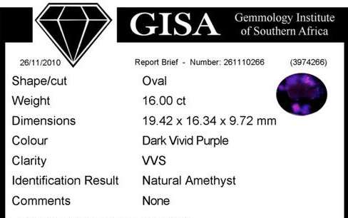 *** AMETHYST *** 16.00CT AMETHYST [G.I.S.A. CERTIFIED] Dark Vivid Purple