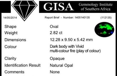 2.82ct Certified Black Opal