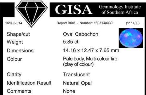5.85ct Certified Opal
