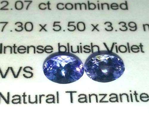 2.07CT TANZANITE [G.I.S.A. CERTIFIED] Intense Blue Violet [bV4/4], VVS, Oval Pair