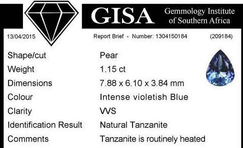 GISA CERTIFIED TANZANITE