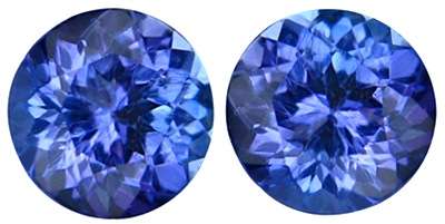 1.55CT TANZANITE MATCHING PAIR [G.I.S.A.CERTIFIED] Intense Blue Violet (bV4/4), VVS