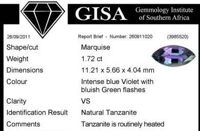 GISA CERTIFIED TANZANITE