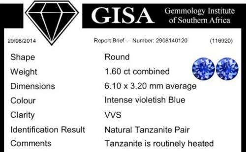 GISA CERTIFIED TANZANITE