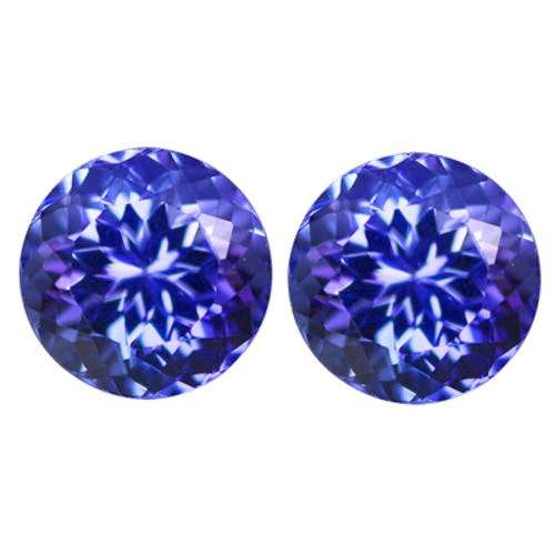 1.35CT TANZANITE MATCHING PAIR [G.I.S.A.CERTIFIED] Intense Violet Blue (vB4/4), VVS