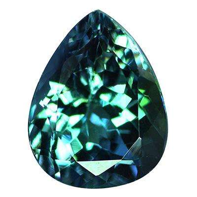 1.66CT TANZANITE [G.I.S.A.CERTIFIED] Vivid Greenish Blue (gB5/5), VVS, Pear