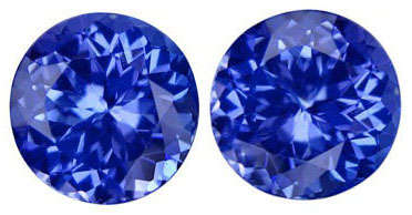 1.56CT CERTIFIED PAIR OF TANZANITES   Round Brilliant Cut, Intense Blue Violet (bV4/4), VVS