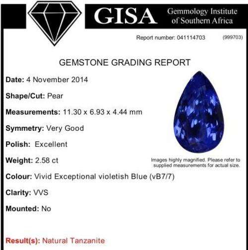 2.58CT Certified Tanzanite