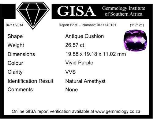 26.57CT CERTIFIED AMETHYST - Vivid Royal Purple