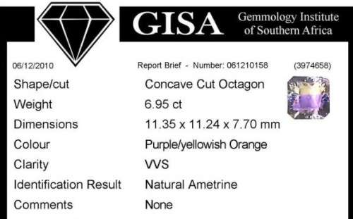 6.95CT CERTIFIED AMETRINE
