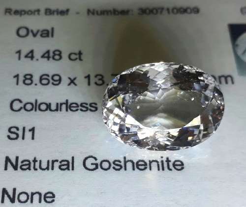 14.48CT BRAZILIAN GOSHENITE [G.I.S.A.CERTIFIED] Top Adamantine Ice White