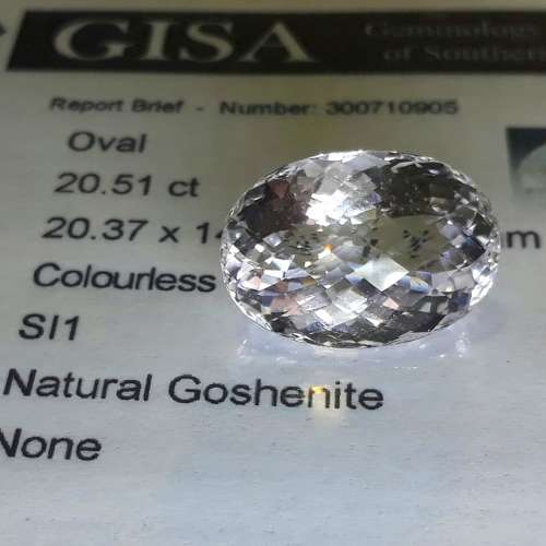 20.51CT GOSHENITE [G.I.S.A.CERTIFIED]  TOP ADAMANTINE ICE WHITE