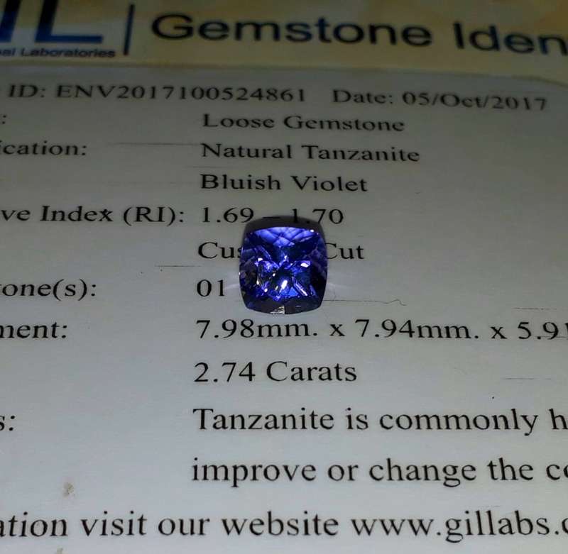 2.74CT Certified Tanzanite