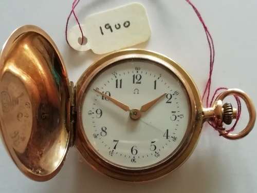 1900 OMEGA POCKETWATCH  SOLID 14CT GOLD & DIAMONDS