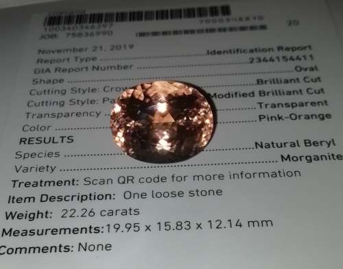 22.26Ct Morganite ( GIA certified )
