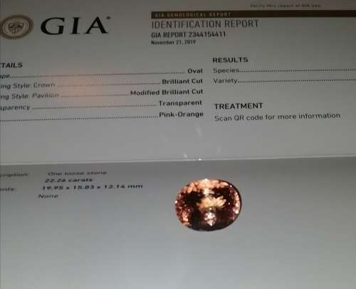 22.26Ct Morganite ( GIA certified )