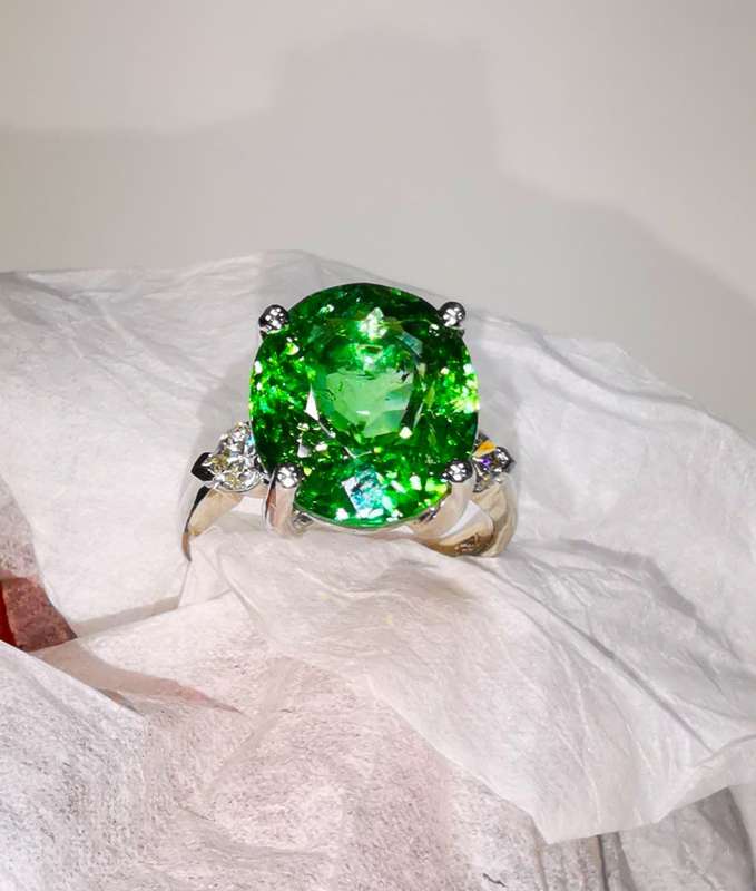 9.34ct Paraiba Tourmailine and Diamond Ring
