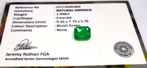 2.998CT EMERALD  * Certified Emerald *