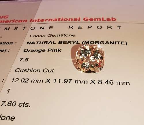 * MORGANITE *  7.60CT MORGANITE